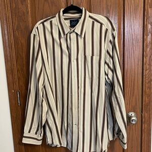 Men’s indigo palms, long sleeve dress shirt